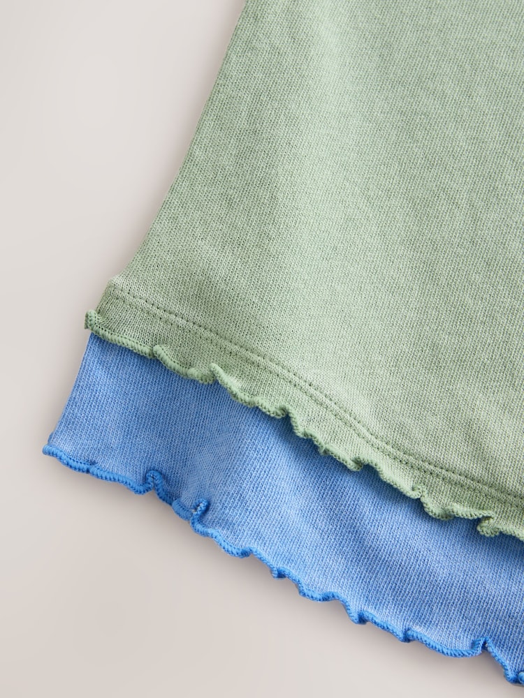 Sage Green Washed Jersey Layered Vest - Image 3 of 3
