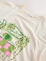 Ecru Beaded Matcha Graphic Boxy Short Sleeve Crew Neck T-Shirt - Image 3 of 3