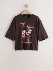 Licencia de Snoopy Marrón - Camiseta de manga tres cuartos y cuello redondo, corte recto. - Imagen 5 de 7