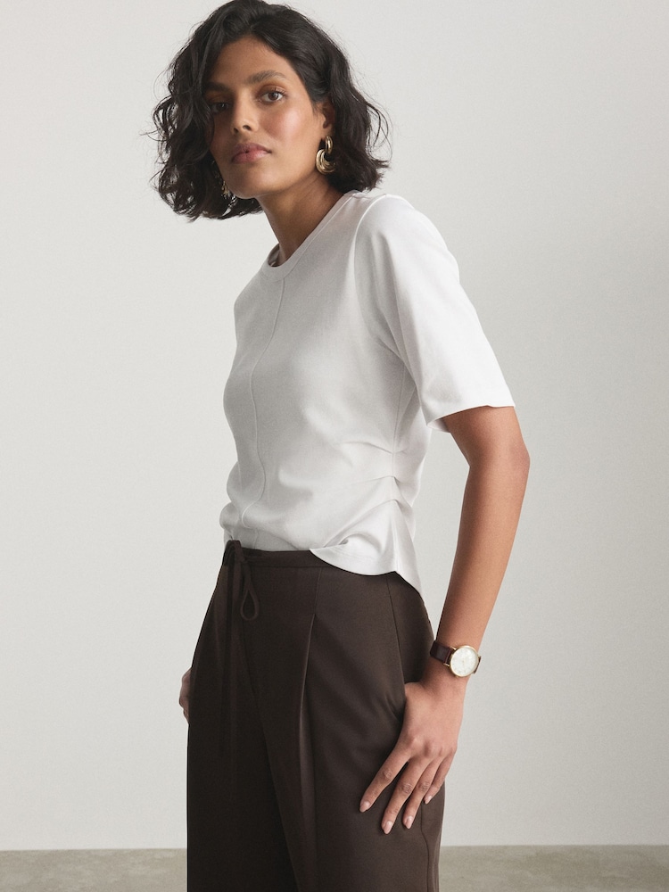 White Cinched Waist T-Shirt - Image 1 of 8