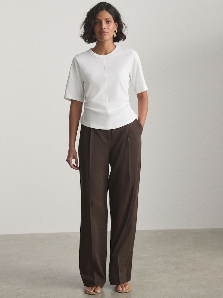 White Cinched Waist T-Shirt - Image 2 of 8