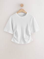 White Cinched Waist T-Shirt - Image 6 of 8