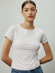 Pink Sculpted Short Sleeve T-Shirt - Image 3 of 5