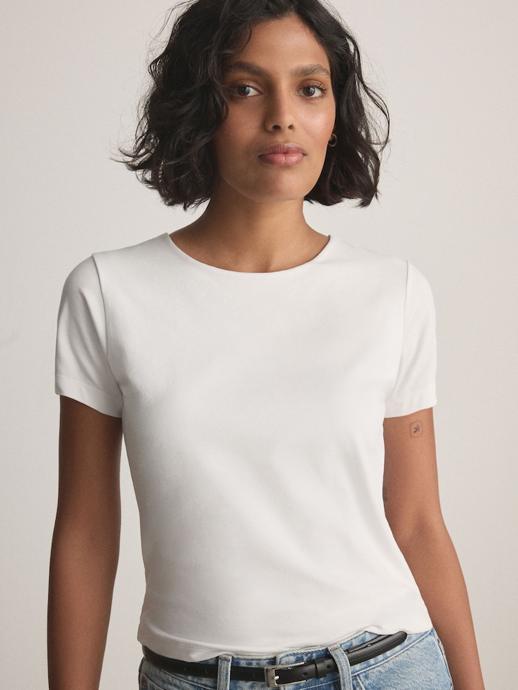 Black/White Sculpted Short Sleeve T-Shirt 2 Pack - Image 1 of 5