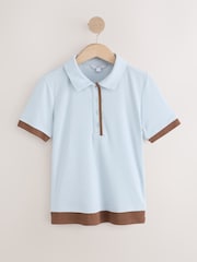 Grey Ribbed Layered Polo Top - Image 6 of 8