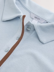 Grey Ribbed Layered Polo Top - Image 7 of 8