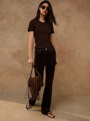 Chocolate Brown V-Neck Fitted T-Shirt - Image 3 of 8
