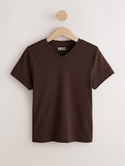 Chocolate Brown V-Neck Fitted T-Shirt - Image 6 of 8