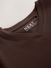 Chocolate Brown V-Neck Fitted T-Shirt - Image 7 of 8