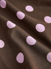 Brown Polka Dot Boxy Elbow Sleeve Crew Neck T-Shirt - Image 3 of 3