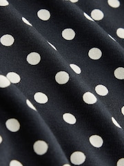 Black/White Polka Dot Short Sleeve Layered Crew Neck T-Shirt - Image 8 of 8