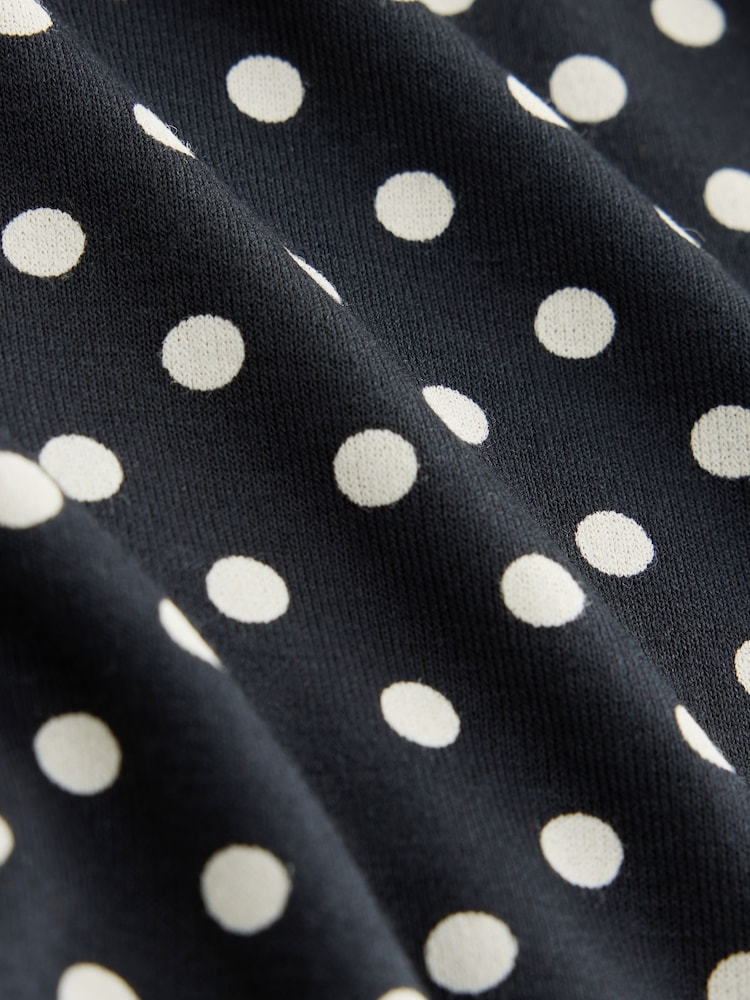 Black/White Polka Dot Short Sleeve Layered Crew Neck T-Shirt - Image 8 of 8 Black/White Polka Dot Short Sleeve Layered Crew Neck T-Shirt - Image 8 of 8