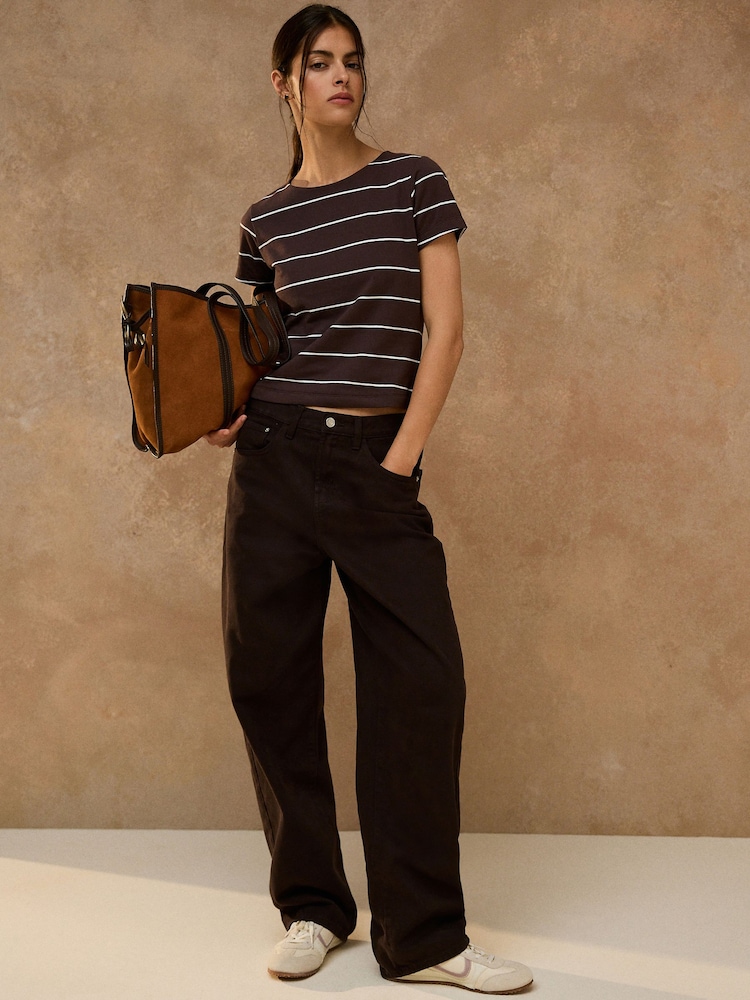 Brown Stripe Sculpted Short Sleeve T-Shirt - Image 2 of 8
