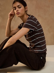 Brown Stripe Sculpted Short Sleeve T-Shirt - Image 3 of 8