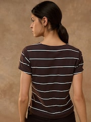Brown Stripe Sculpted Short Sleeve T-Shirt - Image 4 of 8