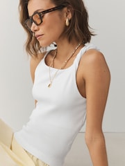 White Twist Asymmetric Vest Top - Image 1 of 8