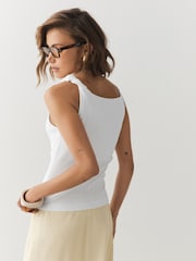 White Twist Asymmetric Vest Top - Image 4 of 8