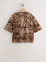 Estampado de ciervo - Camiseta de manga tres cuartos y cuello redondo, corte recto. - Imagen 6 de 8