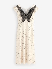 Rockett St George Monochrome Butterfly Lace Polka Dot Midi Dress - Image 1 of 4