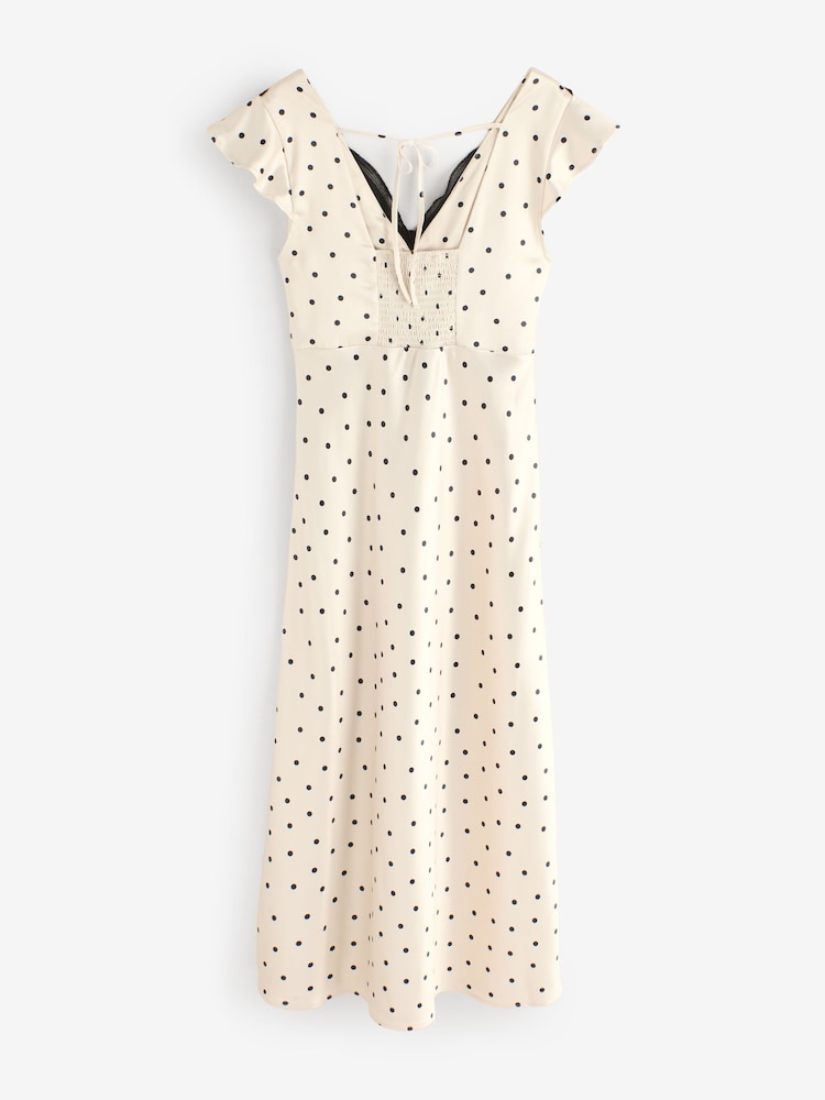 Rockett St George Monochrome Butterfly Lace Polka Dot Midi Dress - Image 2 of 4