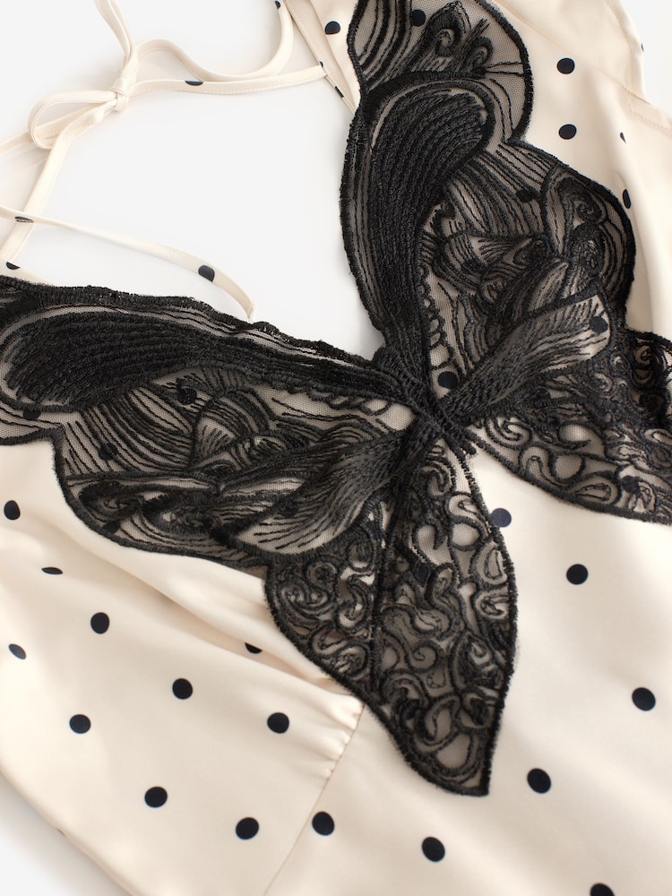 Rockett St George Monochrome Butterfly Lace Polka Dot Midi Dress - Image 4 of 4