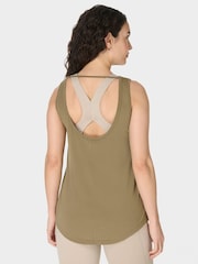 Sweaty Betty Green Soft Flow Studio Open Back Tank Top - Image 2 of 6