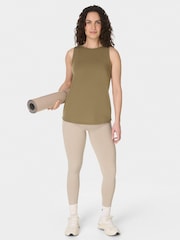 Sweaty Betty Green Soft Flow Studio Open Back Tank Top - Image 3 of 6