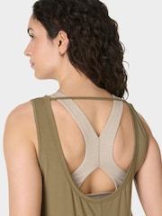 Sweaty Betty Green Soft Flow Studio Open Back Tank Top - Image 5 of 6