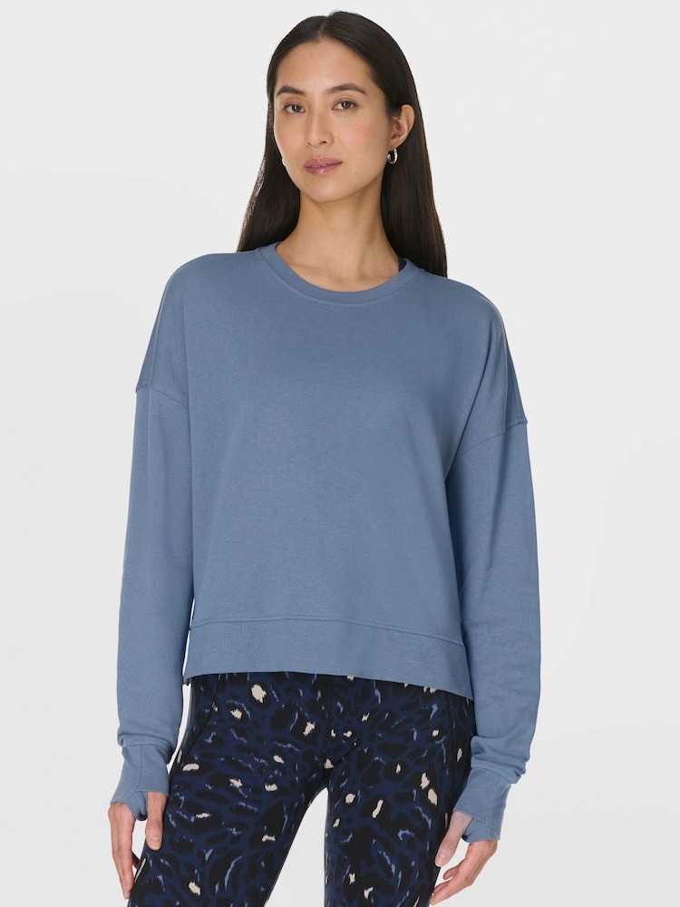 Sweaty Betty Blue After Class Crop Sweatshirt - Image 1 of 6 Sweaty Betty Blue After Class Crop Sweatshirt - Image 1 of 6