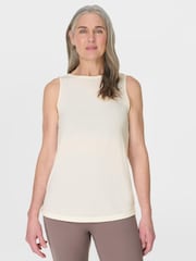 Sweaty Betty White Soft Flow Studio Open Back Tank Top - Image 1 of 4