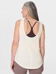 Sweaty Betty White Soft Flow Studio Open Back Tank Top - Image 2 of 4