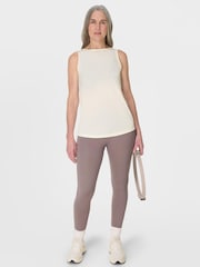 Sweaty Betty White Soft Flow Studio Open Back Tank Top - Image 3 of 4