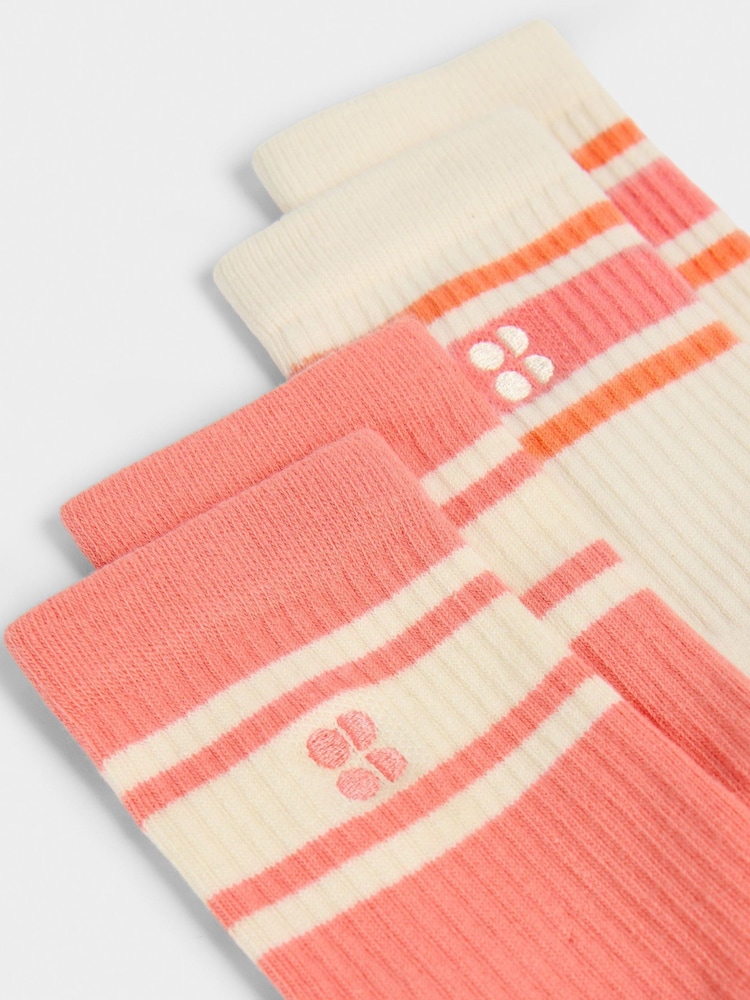 Sweaty Betty Cream Lifestyle Ribbed Crew Socks 2 Pack - Image 3 of 3 Sweaty Betty Cream Lifestyle Ribbed Crew Socks 2 Pack - Image 3 of 3