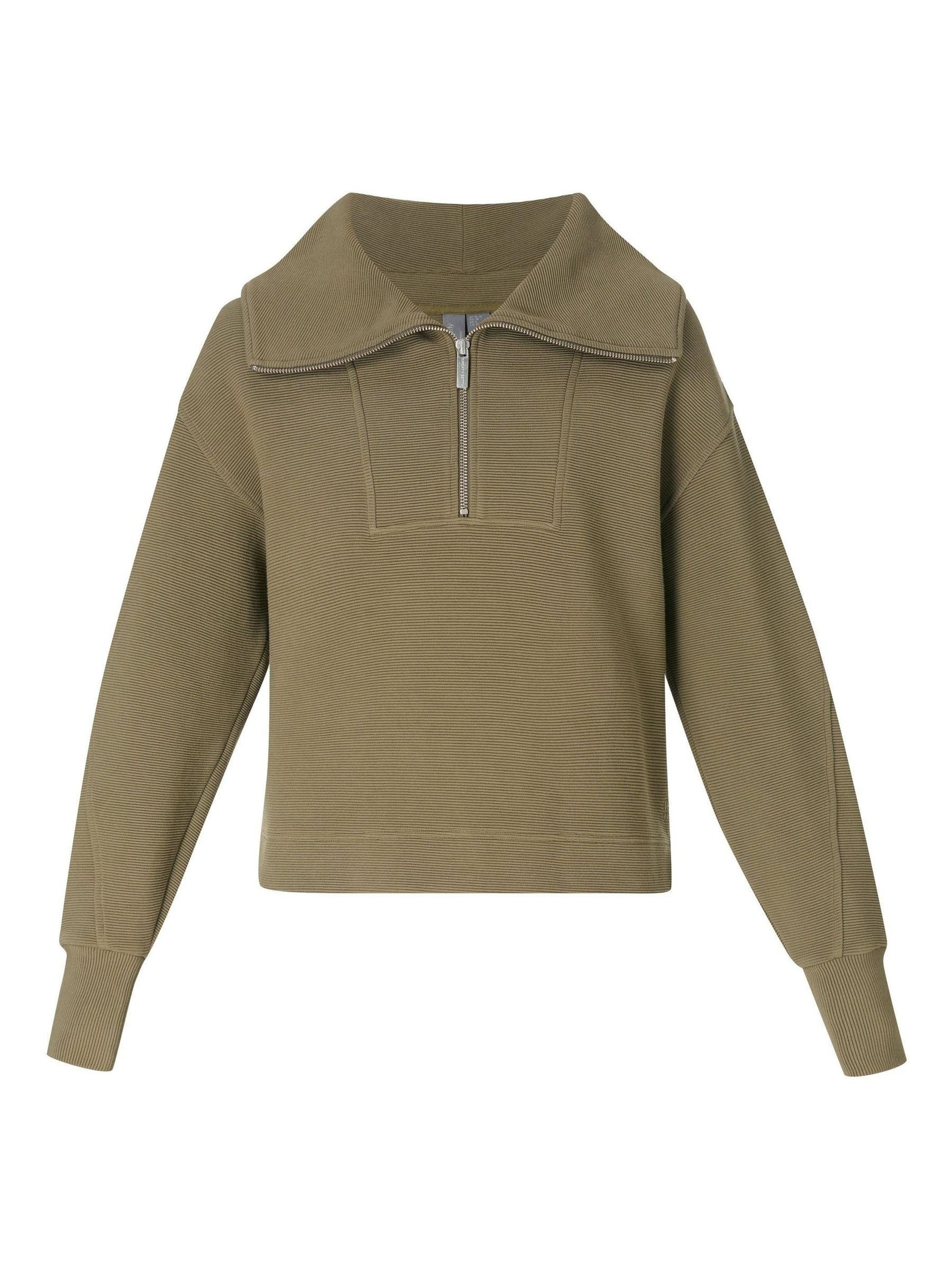 Buy Sweaty Betty Green Peaceful Rib Half Zip Cropped Sweat Top