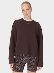 Sweaty Betty Brown Peaceful Rib Cropped Sweatshirt - Image 1 of 7