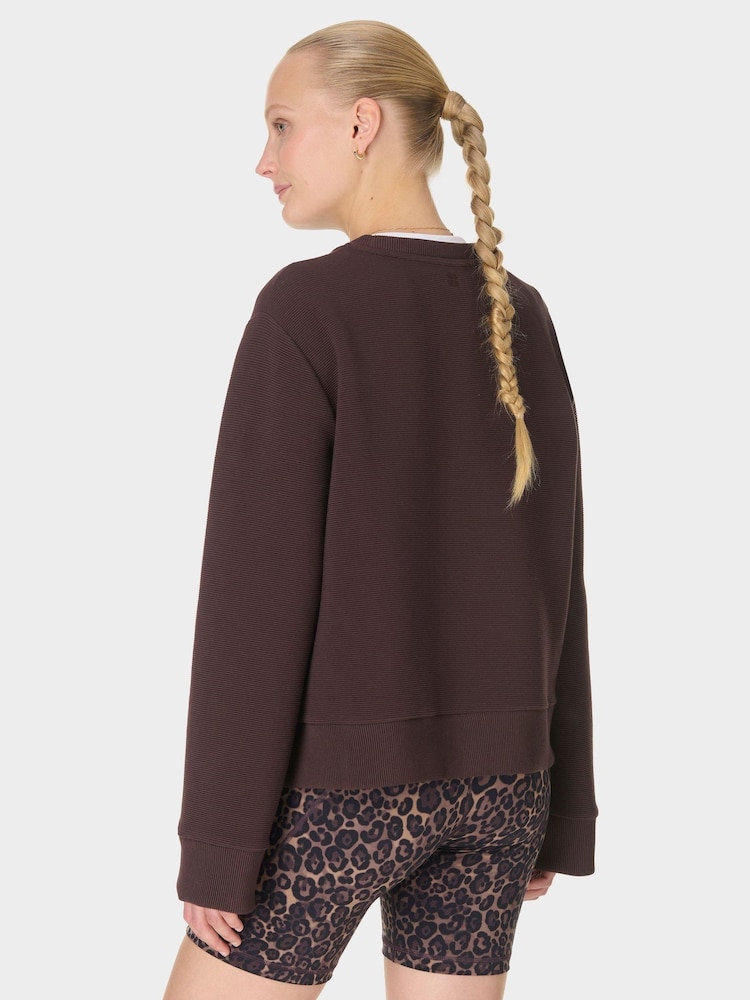 Sweaty Betty Brown Peaceful Rib Cropped Sweatshirt - Image 2 of 7