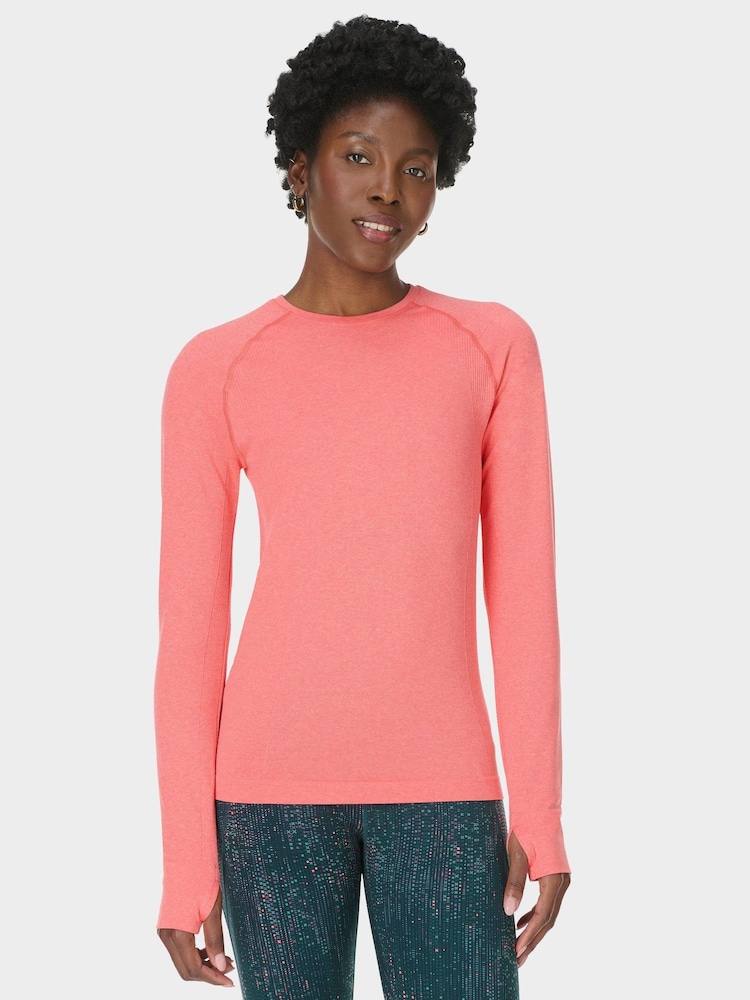 Sweaty Betty Orange Athlete Seamless Workout Long Sleeve Top - Image 1 of 7