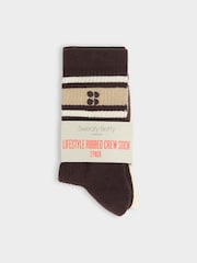 Sweaty Betty Brown Lifestyle Ribbed Crew Socks 2 Pack - Image 2 of 3