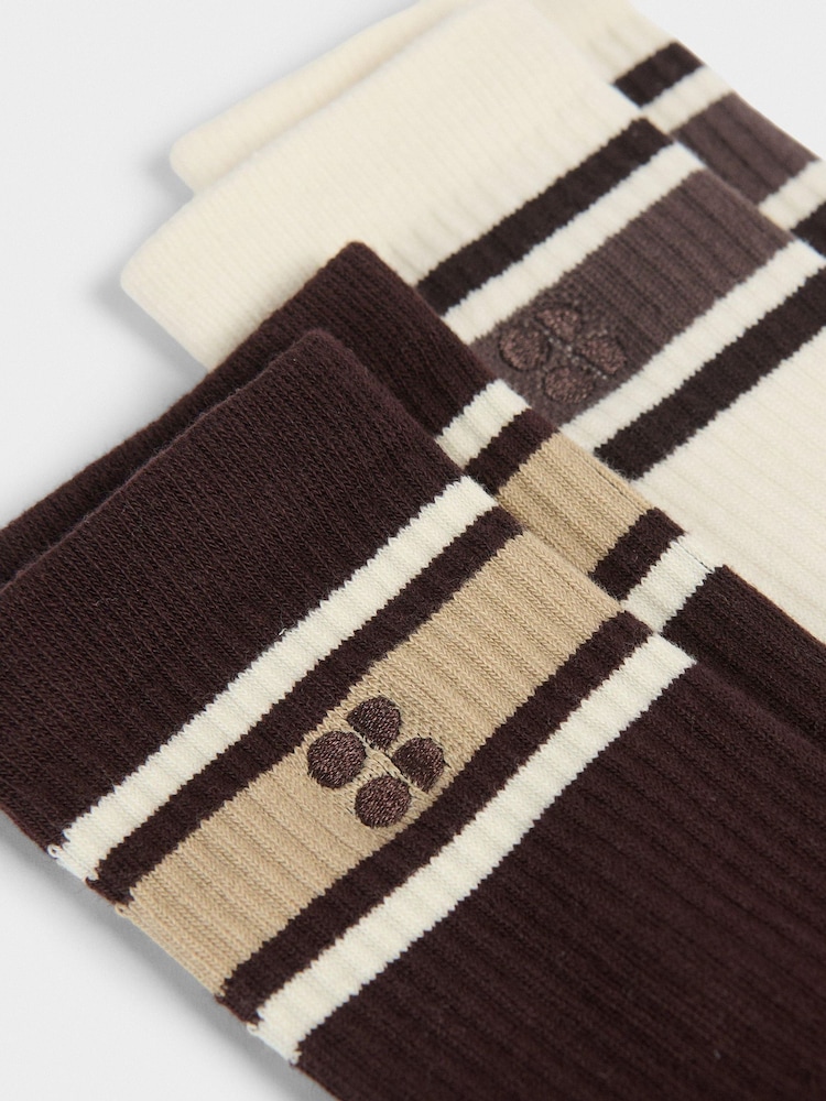 Sweaty Betty Brown Lifestyle Ribbed Crew Socks 2 Pack - Image 3 of 3 Sweaty Betty Brown Lifestyle Ribbed Crew Socks 2 Pack - Image 3 of 3