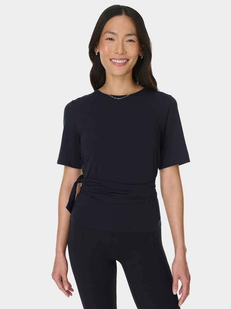 Sweaty Betty Black Soft Flow Studio Wear Your Way T-Shirt - Image 1 of 8 Sweaty Betty Black Soft Flow Studio Wear Your Way T-Shirt - Image 1 of 8