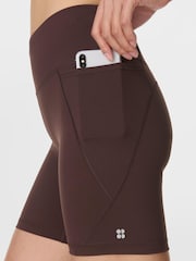 Sweaty Betty Brown Power 6" Biker Shorts - Image 7 of 8