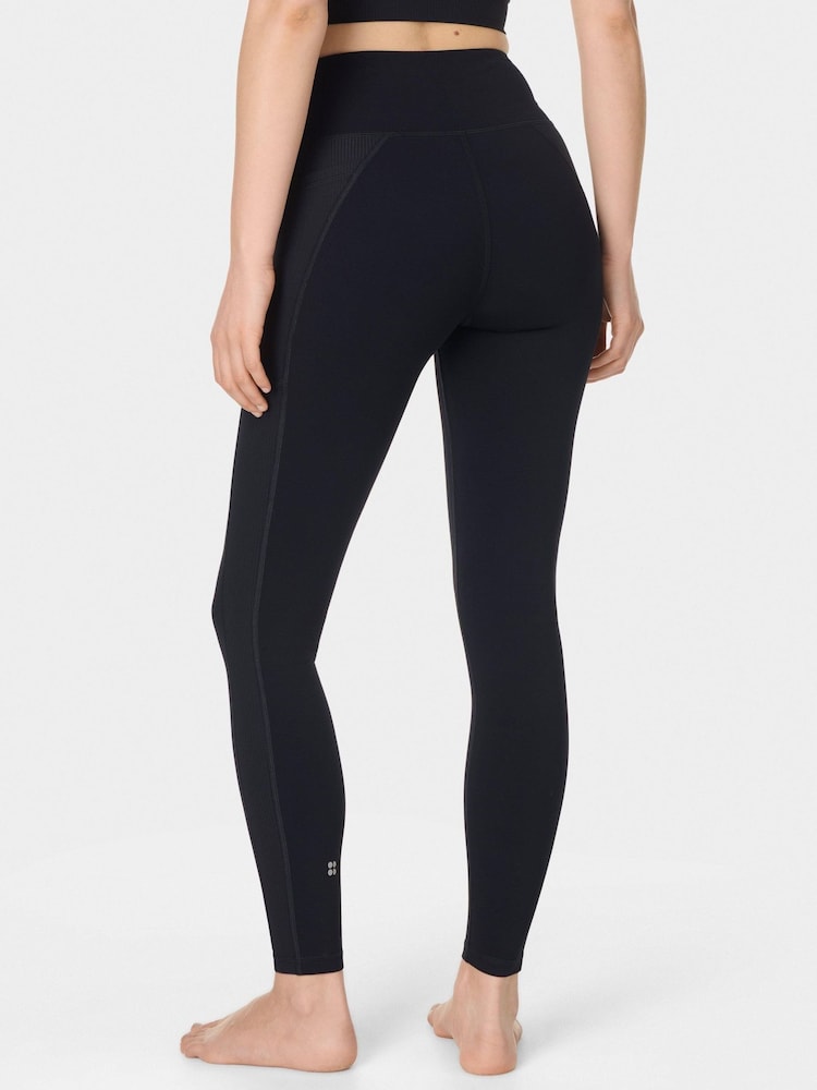 Sweaty Betty Black Ultimate Studio Ribbed Leggings - Image 2 of 4 Sweaty Betty Black Ultimate Studio Ribbed Leggings - Image 2 of 4