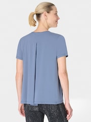 Sweaty Betty Blue Breathe Easy Textured Pleat Back T-Shirt - Image 2 of 7