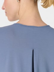 Sweaty Betty Blue Breathe Easy Textured Pleat Back T-Shirt - Image 3 of 7