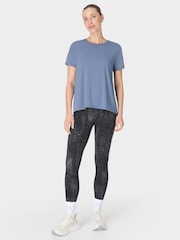 Sweaty Betty Blue Breathe Easy Textured Pleat Back T-Shirt - Image 4 of 7