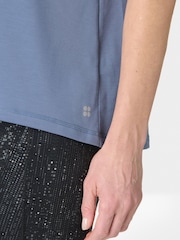 Sweaty Betty Blue Breathe Easy Textured Pleat Back T-Shirt - Image 5 of 7