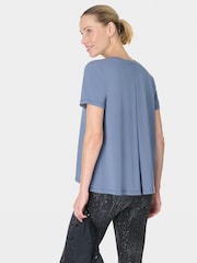 Sweaty Betty Blue Breathe Easy Textured Pleat Back T-Shirt - Image 6 of 7