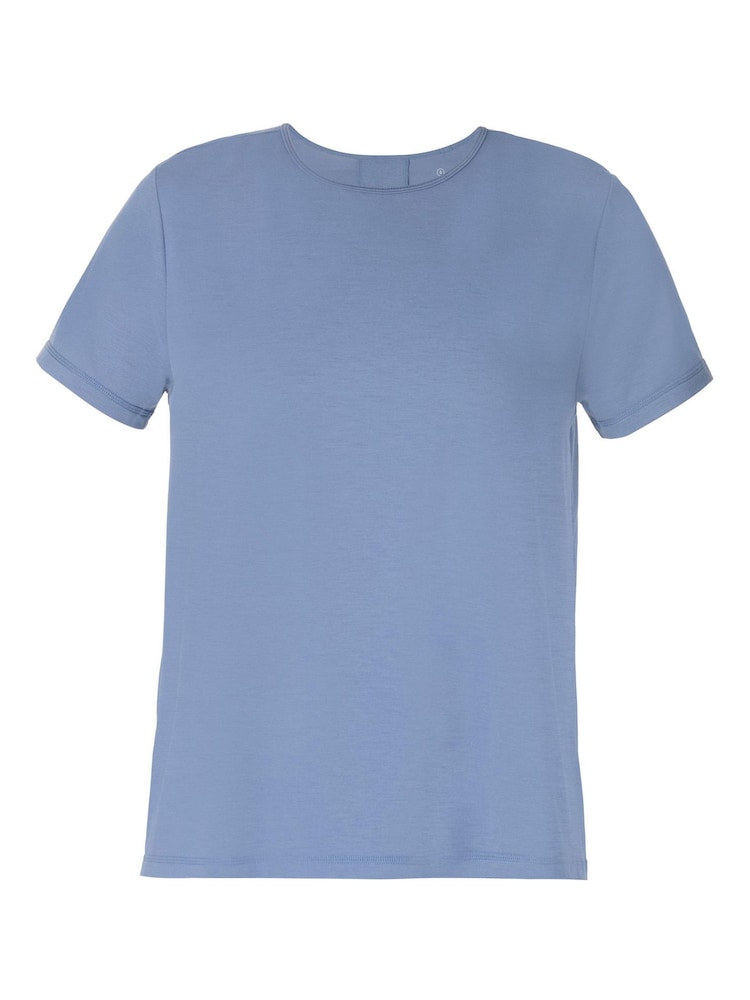Sweaty Betty Blue Breathe Easy Textured Pleat Back T-Shirt - Image 7 of 7