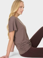 Sweaty Betty Brown Unwind Cooling Yoga T-Shirt - Image 4 of 7