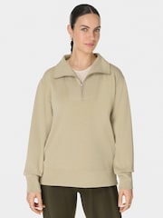 Sweaty Betty Green Sand Wash Half Zip Longline Sweatshirt - Image 1 of 7